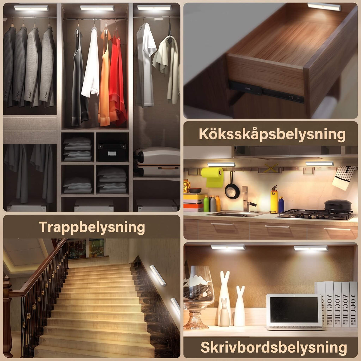 BENJAMIN – Aufladbare LED-Lampe mit Bewegungssensor und Magnetischer Montage – Kabellose Sensorbeleuchtung für Kleiderschrank, Treppe und Küche