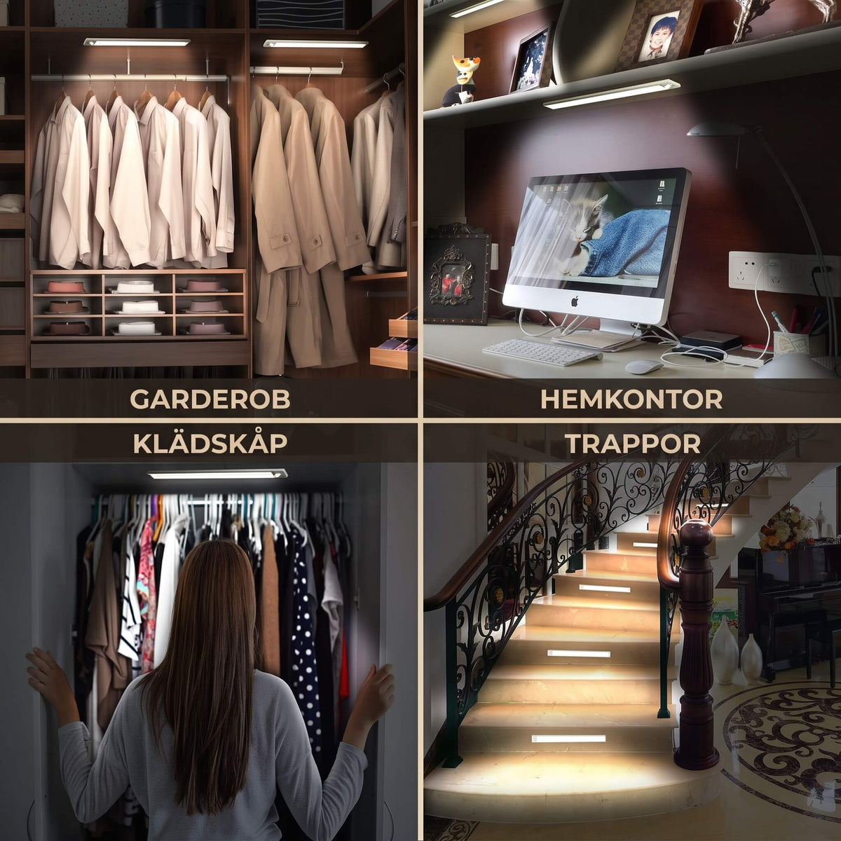 BENJAMIN – Aufladbare LED-Lampe mit Bewegungssensor und Magnetischer Montage – Kabellose Sensorbeleuchtung für Kleiderschrank, Treppe und Küche