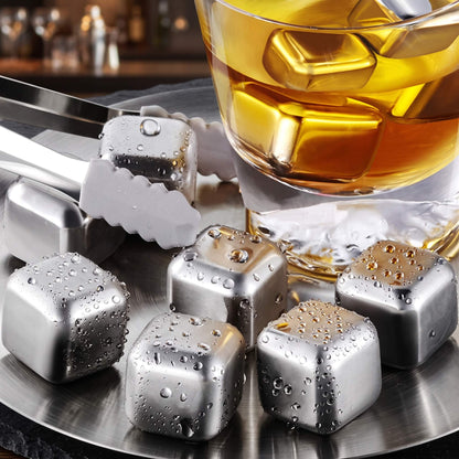 BERNT - Herbruikbare roestvrijstalen ijsblokjesset voor whisky, wijn en cocktails