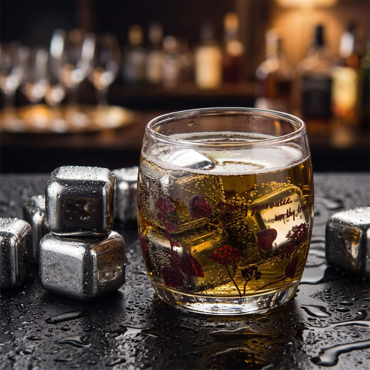 BERNT - Herbruikbare roestvrijstalen ijsblokjesset voor whisky, wijn en cocktails