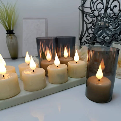 BLAIR – Oppladbare flammeløse LED-lys med ladestasjon, fjernkontroll og timer for dekorativ belysning