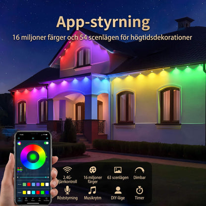CLAIRE - Wasserfeste 15-Meter-LED-Lichterkette für den Außenbereich mit App-Steuerung, 54 Szenemodi