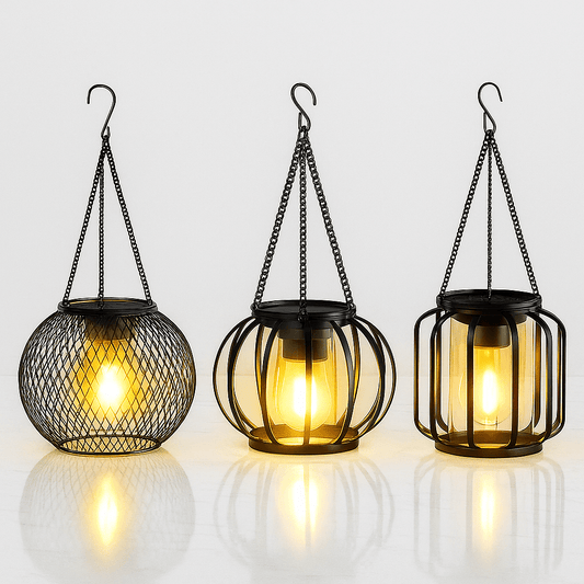 SolarGleam – Sollykta för Utomhusbruk med Varmvit LED-lampa, Hängande Design & Väderbeständig Metallkonstruktion