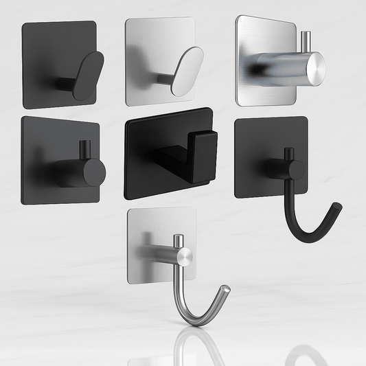 PrimeHook - 4-Pack | Rustfrie Baderomskroker med Selvheftende Feste for Bad og Kjøkken