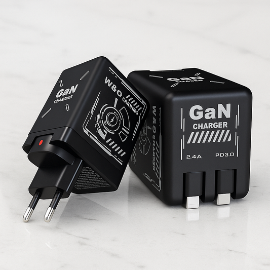 ChargeNest - Kompakt GaN Snabbladdare med Inbyggda Utdragbara Kablar för USB-C & Lightning