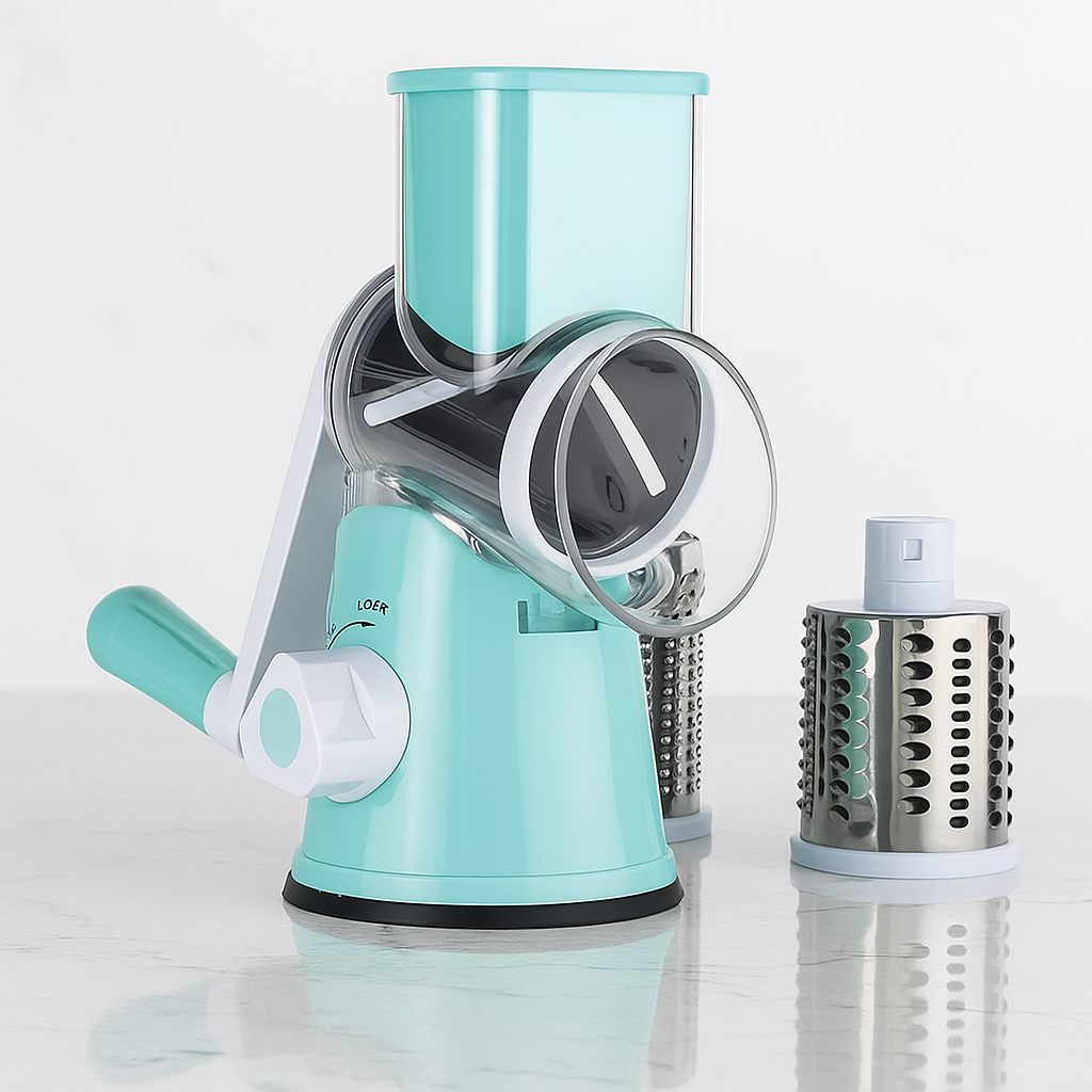 SpiralSlice - Coupe-légumes manuel avec tambour en acier inoxydable pour râper, trancher et déchiqueter