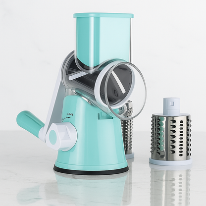 SpiralSlice - Coupe-légumes manuel avec tambour en acier inoxydable pour râper, trancher et déchiqueter