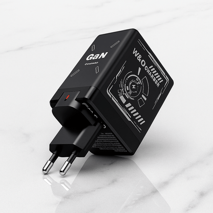 ChargeNest - Kompakt GaN Snabbladdare med Inbyggda Utdragbara Kablar för USB-C & Lightning