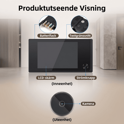 DAGNY – Digital Dörrspion med 3.5" LCD-Skärm och 120° Vidvinkel – Trådlös Dörrkamera för Hemmet
