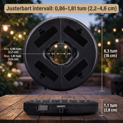 DENNIS - LED-lampa för Utomhusparasoll med 24 Huvudlampor och 4 Spotlights för Uteplats och Camping