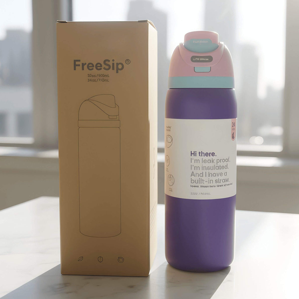 DRAKE – Geïsoleerde sportfles van roestvrij staal met rietje & lekvrij ontwerp (32oz / 945ml)