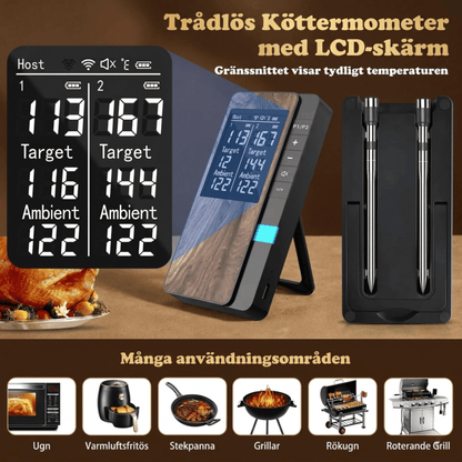EILERT – Wireless Meat Thermometer with Bluetooth, LCD display and APP control for BBQ, Oven and Grill