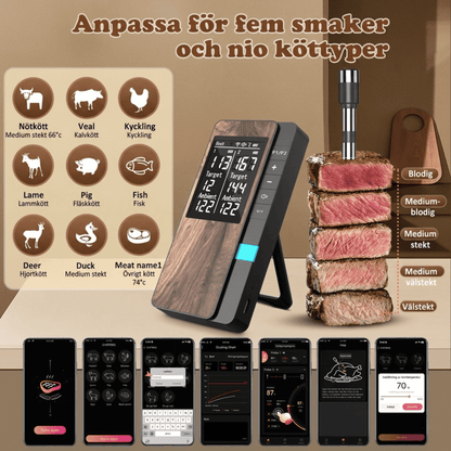 EILERT – Wireless Meat Thermometer with Bluetooth, LCD display and APP control for BBQ, Oven and Grill