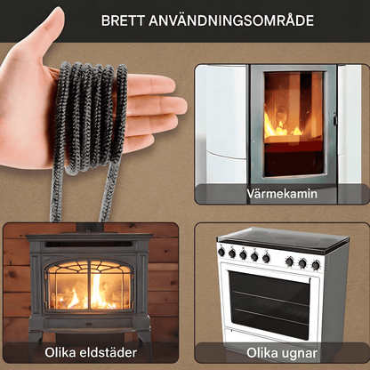 EIRA – Glasvezel afdichtingspakking voor houtkachel, hittebestendig, 2 meter lang touw