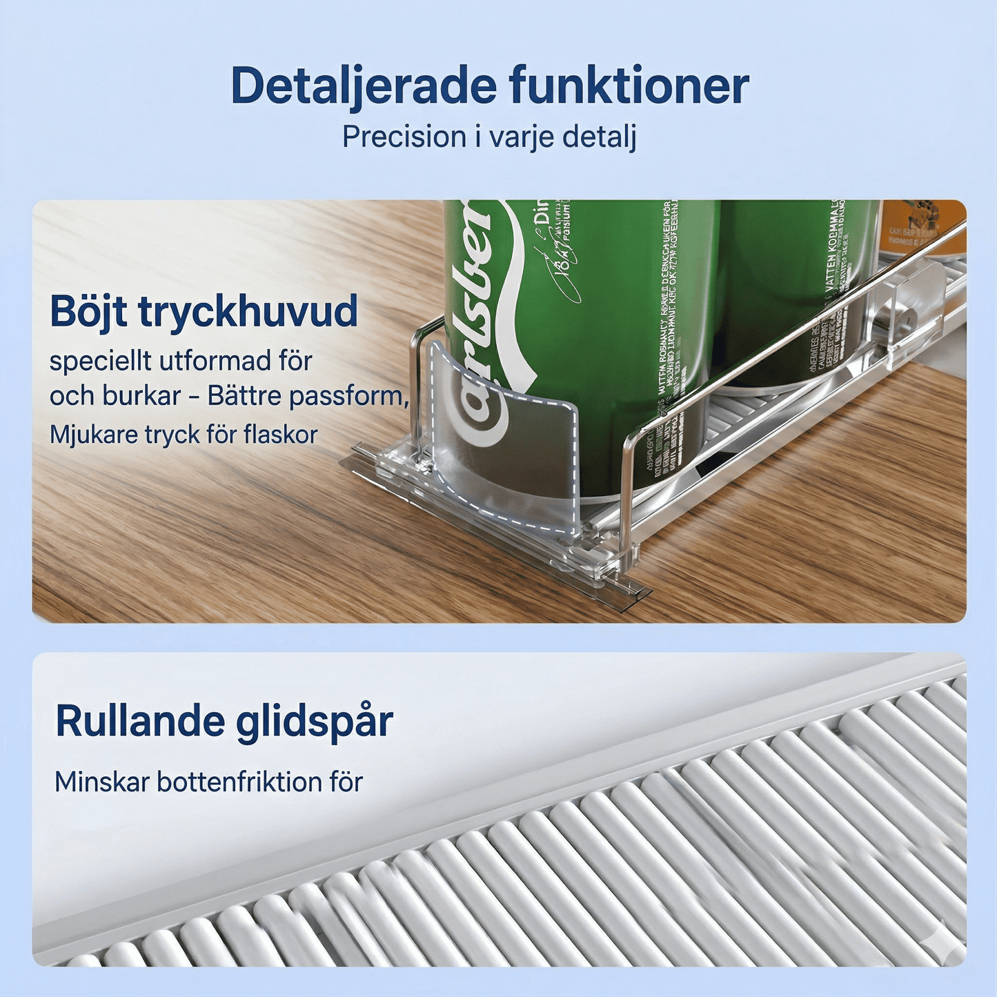 ELTON – Pousseur automatique à 3 colonnes pour réfrigérateurs et étagères | Organisateur de boissons à poussée automatique avec compartiments réglables
