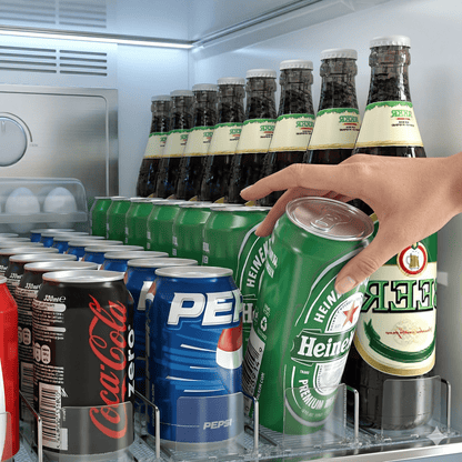 ELTON – Pousseur automatique à 3 colonnes pour réfrigérateurs et étagères | Organisateur de boissons à poussée automatique avec compartiments réglables