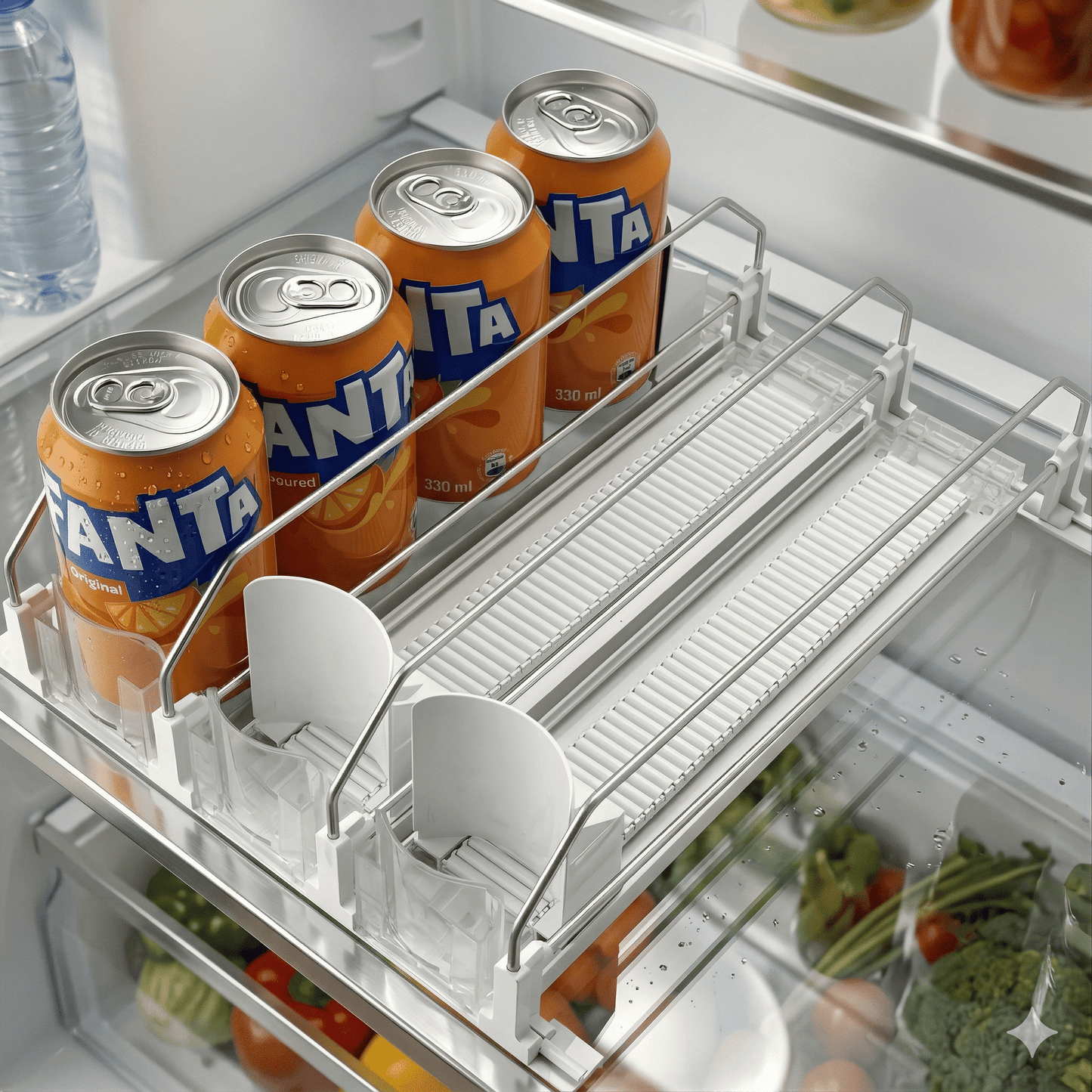 ELTON – Pousseur automatique à 3 colonnes pour réfrigérateurs et étagères | Organisateur de boissons à poussée automatique avec compartiments réglables
