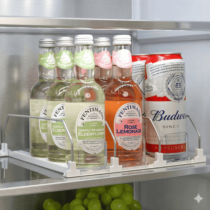 ELTON – Pousseur automatique à 3 colonnes pour réfrigérateurs et étagères | Organisateur de boissons à poussée automatique avec compartiments réglables