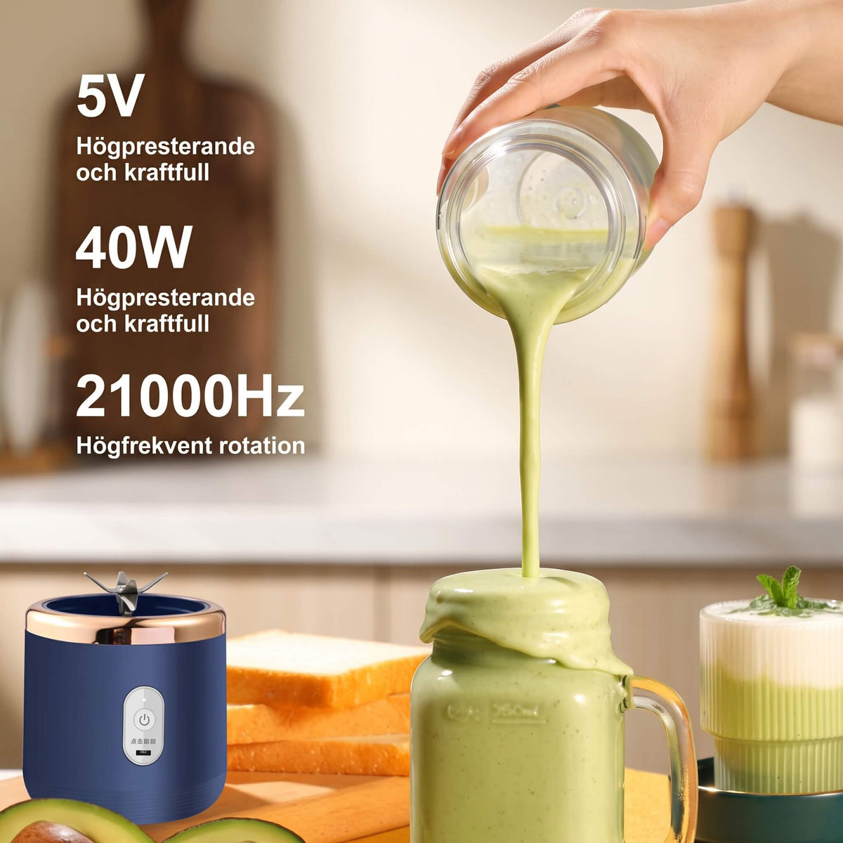 EMIL – Portable Blender 400 ml with USB Charging – Cordless Juice and Smoothie Blender for Home, Travel and Camping