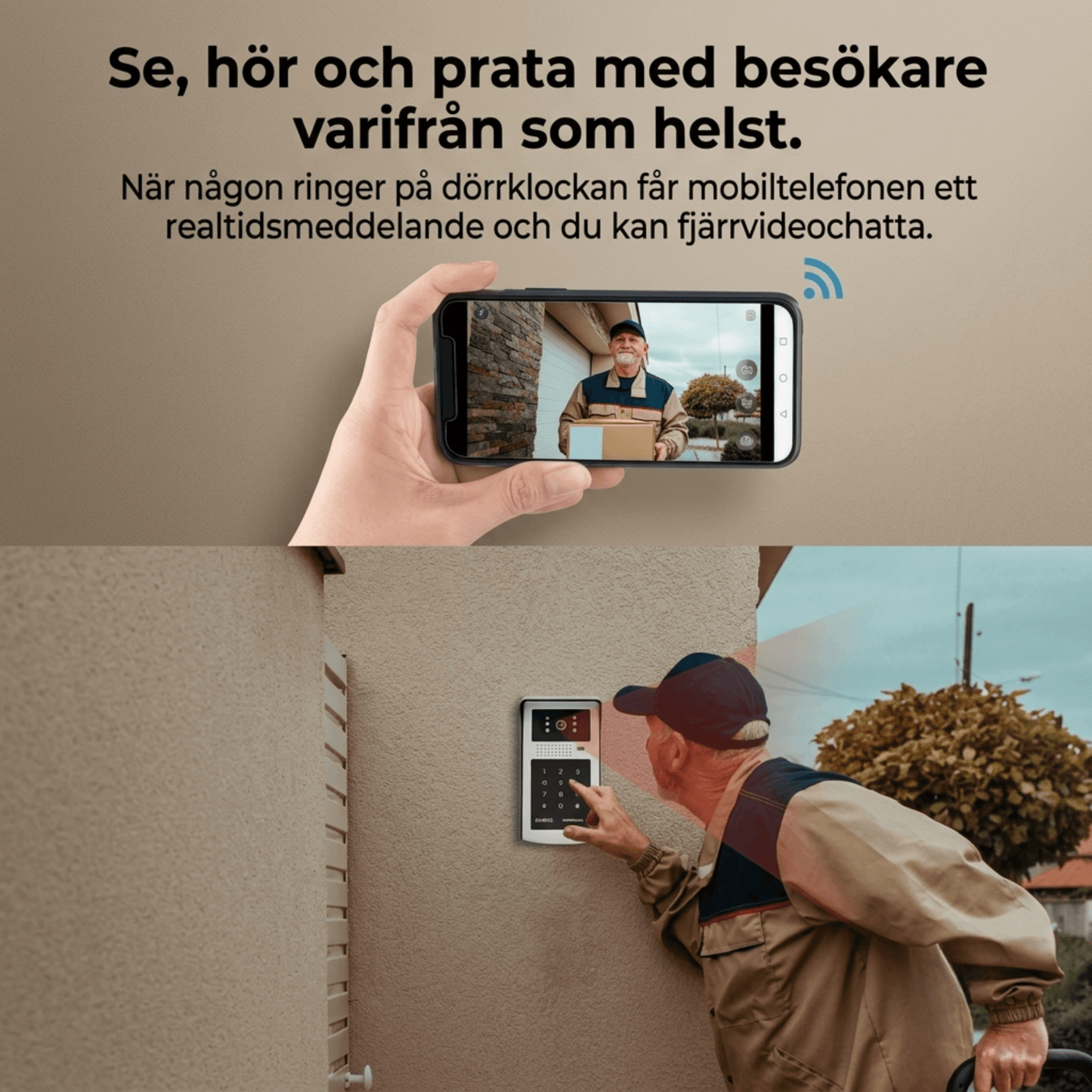 EntryGuard - Sonnette sans fil intelligente avec caméra, verrouillage par code & Connexion APP pour la maison et la villa