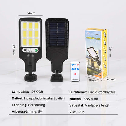 FELIX – Solar-Powered LED Wall Light with Motion Sensor and Remote Control – 3 Lighting Modes and 180° Wide Angle for Outdoor Use