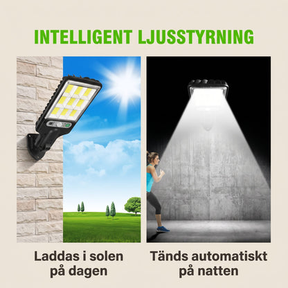 FELIX – Solar-Powered LED Wall Light with Motion Sensor and Remote Control – 3 Lighting Modes and 180° Wide Angle for Outdoor Use
