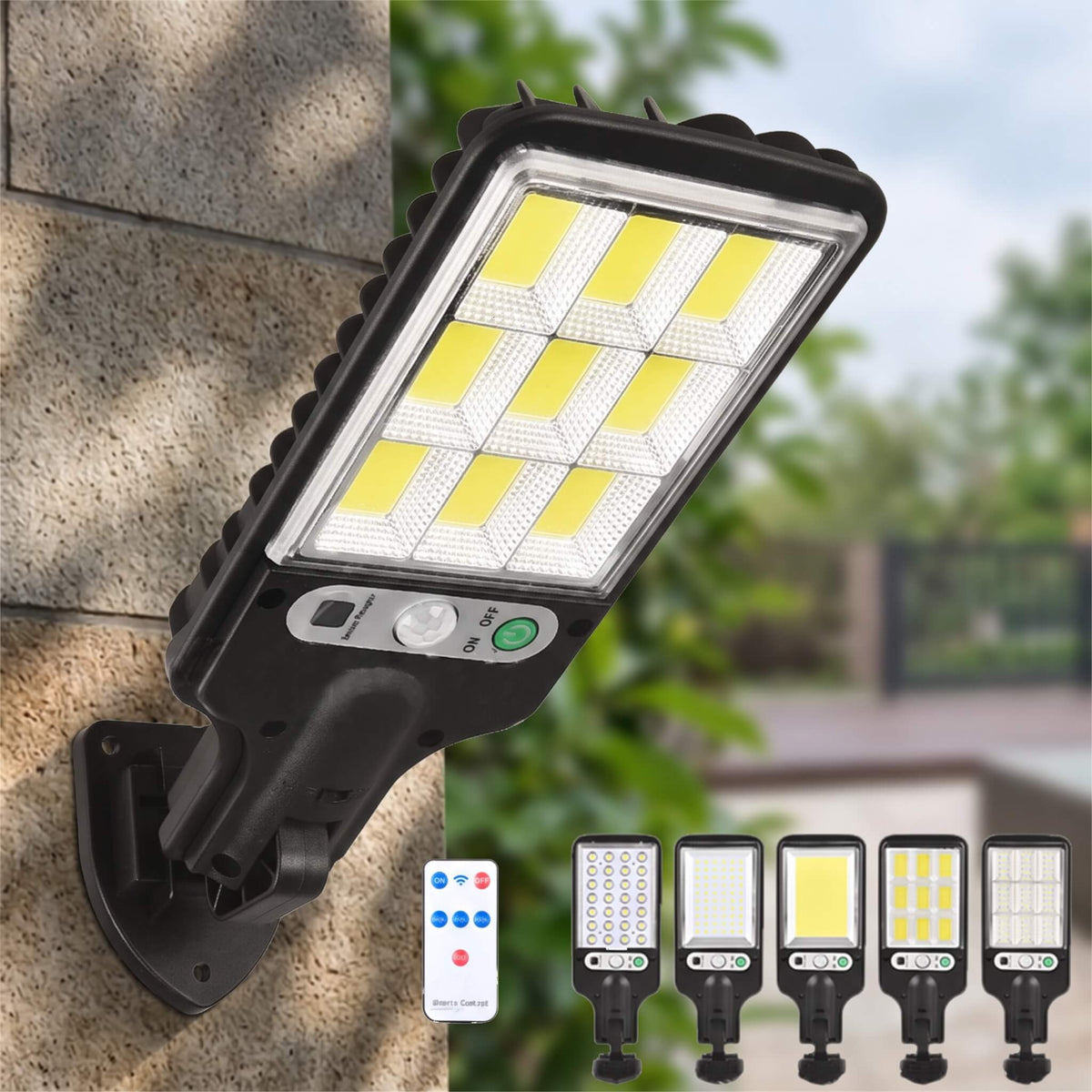FELIX – Solar-Powered LED Wall Light with Motion Sensor and Remote Control – 3 Lighting Modes and 180° Wide Angle for Outdoor Use