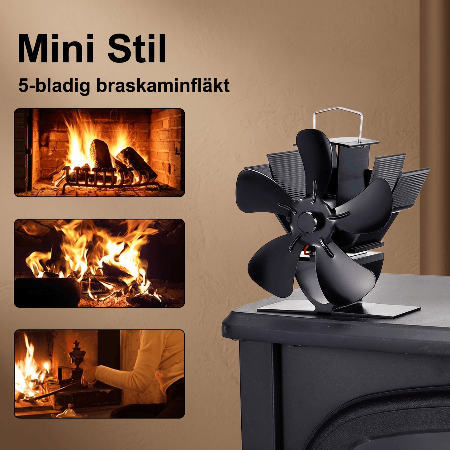 FLORA - Mini ventilateur de cheminée à 5 pales, fonctionnement & silencieux