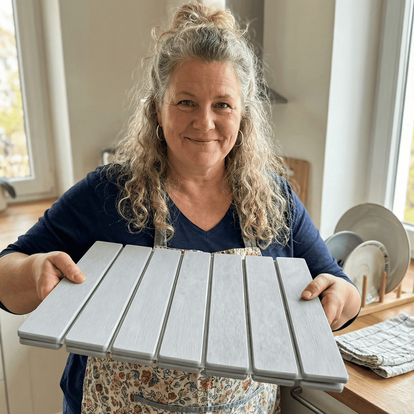 FREYA – Tapis essuie-pieds pliable pour cuisine avec base antidérapante et surface absorbante