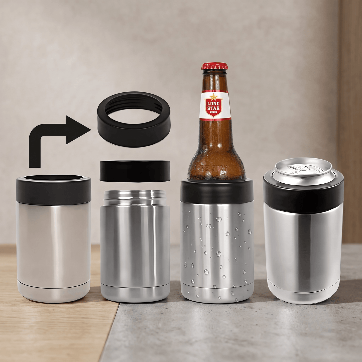 FrostCan – Double-walled Stainless Steel Cooler for 30-35cl Slim Cans & Bottles