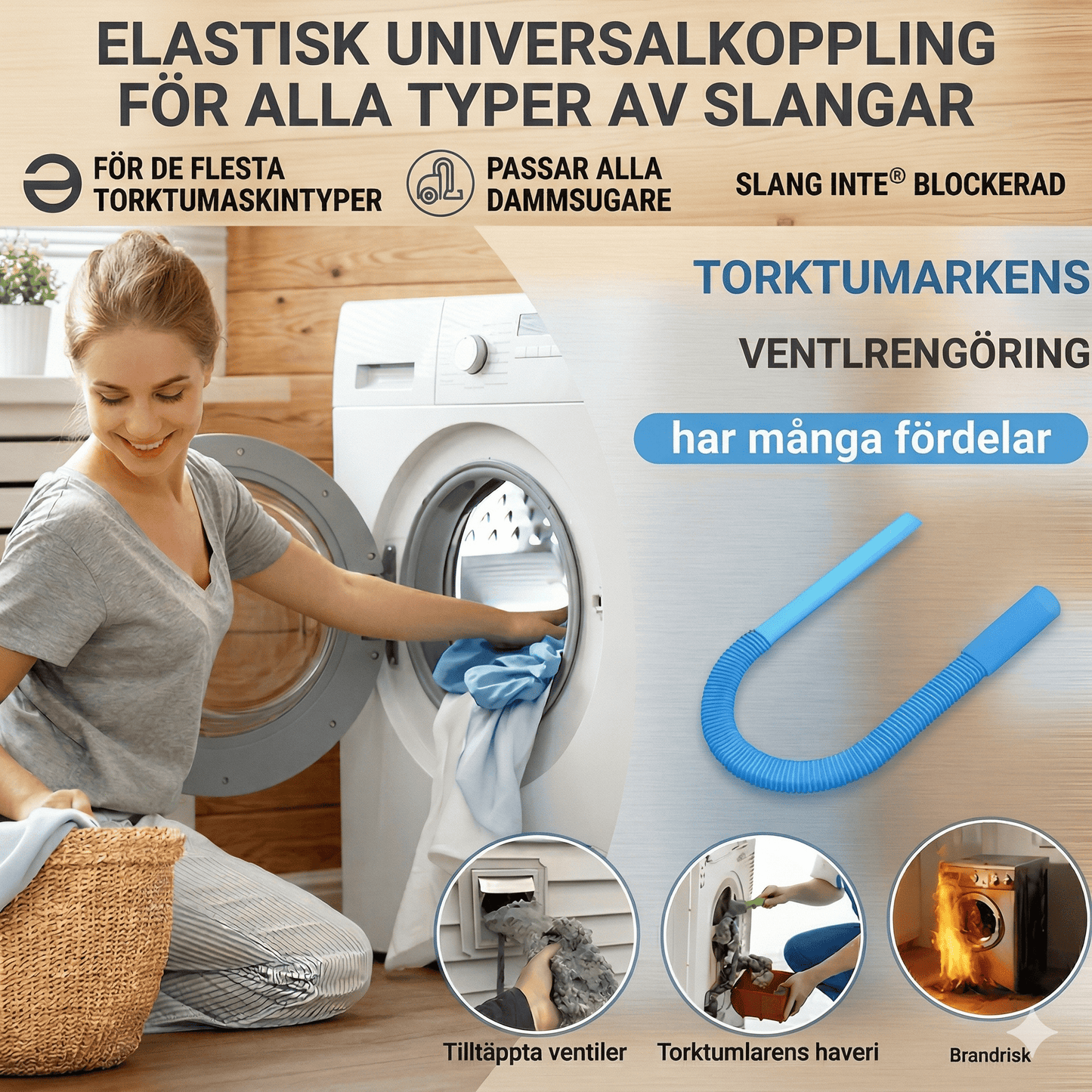 GRANT - Tuyau flexible de nettoyage des conduits de séchage avec contact élastique universel & Attachement pour aspirateur