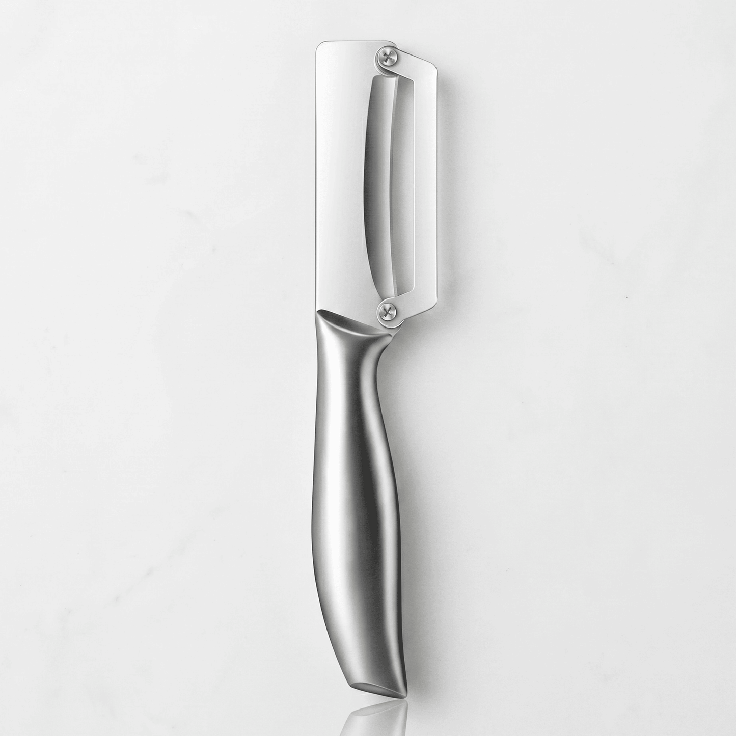 GUDMUND – Éplucheur 2-en-1 à lame courbée en acier inoxydable 3Cr13 et manche en bois – Éplucheur manuel pour fruits et légumes avec tire-bouchon intégré