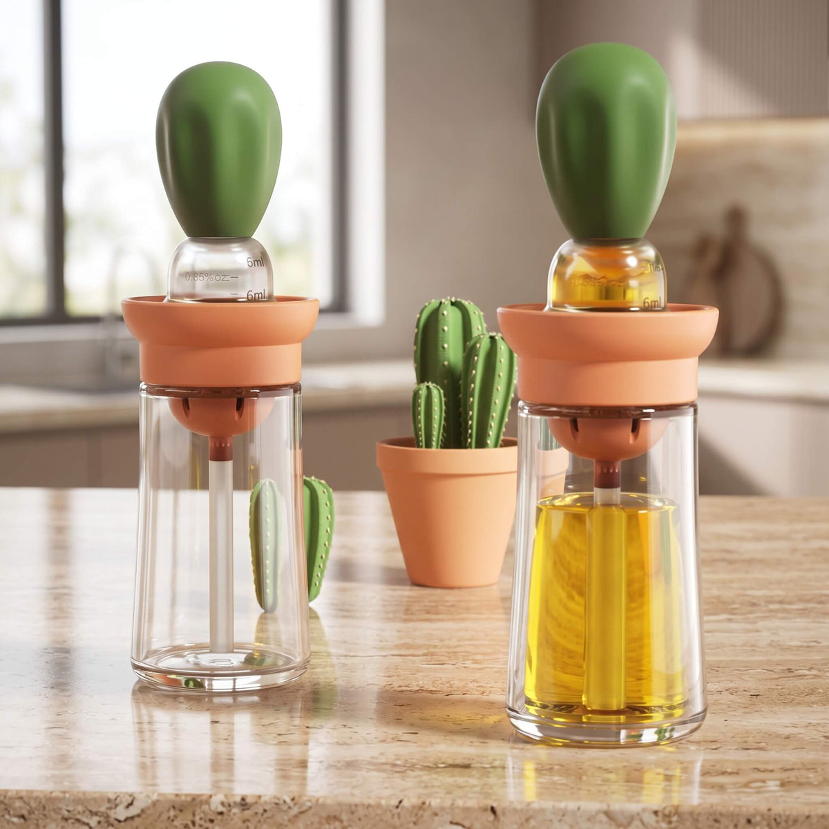 GUSTAV – Ölflasche mit Silikonbürste – Glas-Ölspender zum Kochen und G –