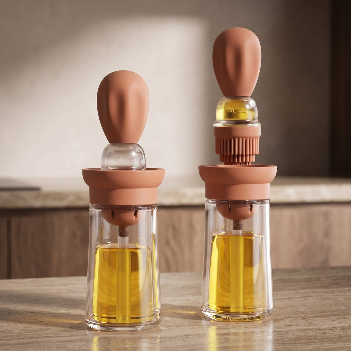 GUSTAV – Oil Bottle With Silicone Brush – Glass Oil Dispenser for Cooking and Grilling