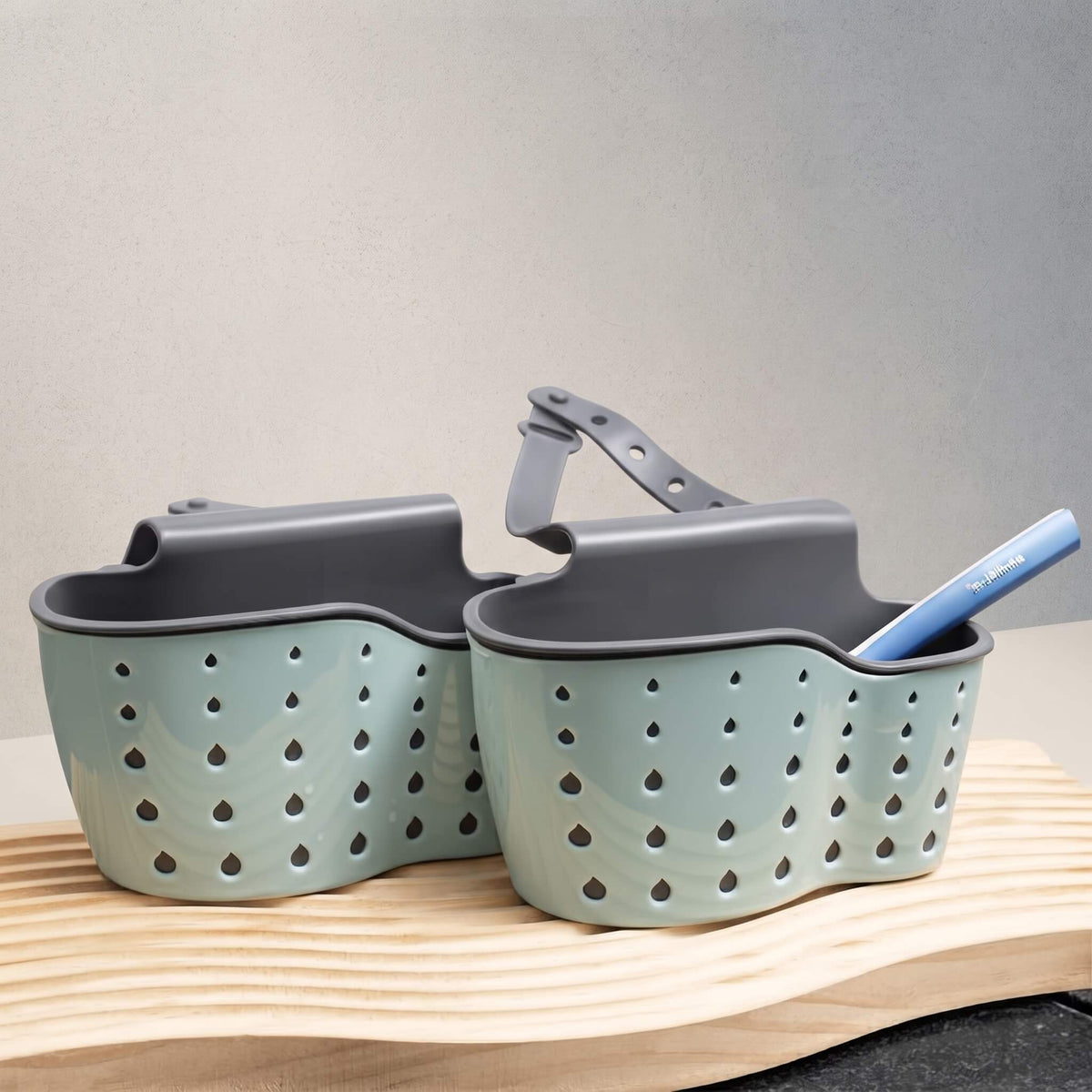 MARGARETA – Hanging Sink Storage with Drainer – Adjustable Sponge Holder and Dish Rack for Tap