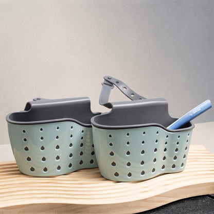 MARGARETA – Hanging Sink Storage with Drainer – Adjustable Sponge Holder and Dish Rack for Tap