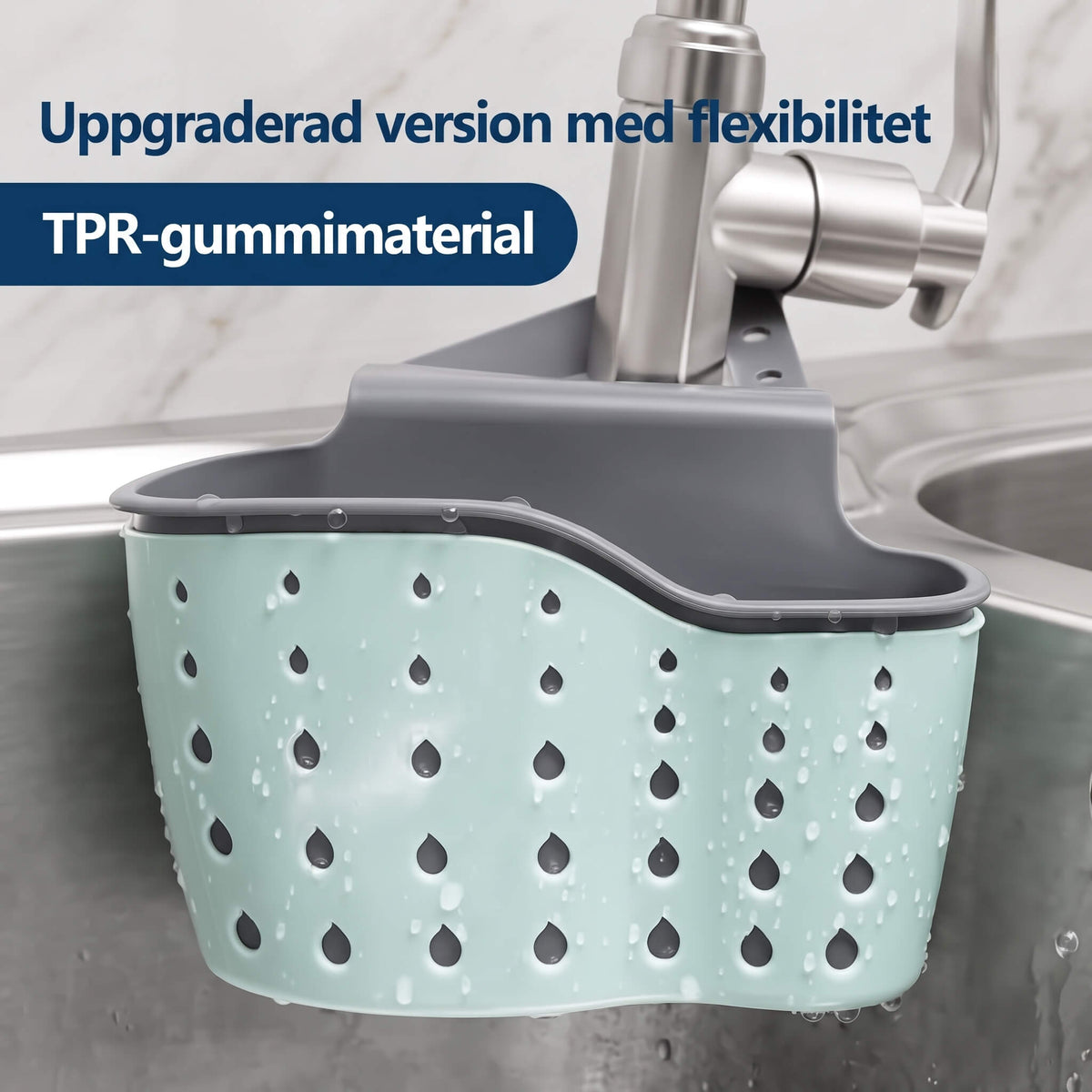 MARGARETA – Hanging Sink Storage with Drainer – Adjustable Sponge Holder and Dish Rack for Tap