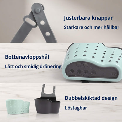 MARGARETA – Hanging Sink Storage with Drainer – Adjustable Sponge Holder and Dish Rack for Tap