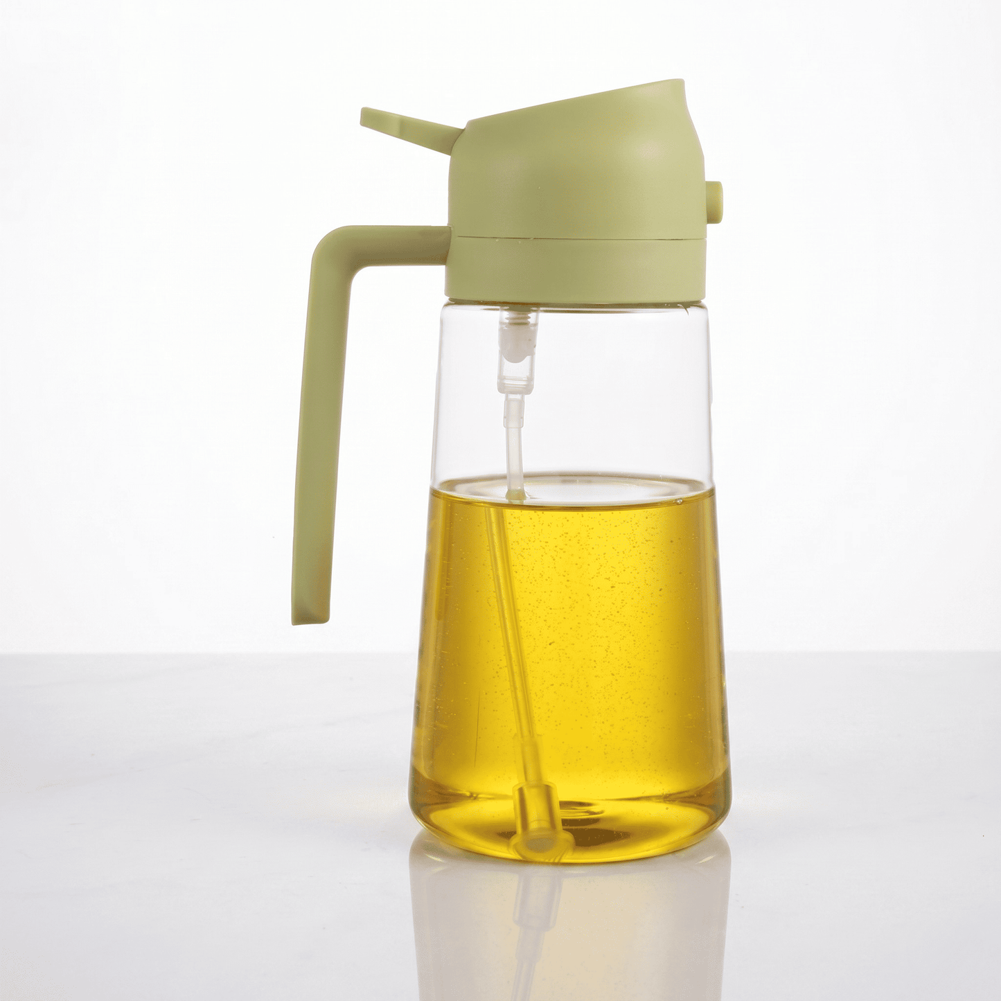 HAKON – 2-i-1 Oljespray och Oljedispenser 500 ml i Livsmedelsgodkänt Glas och PP – Återfyllningsbar Köksflaska