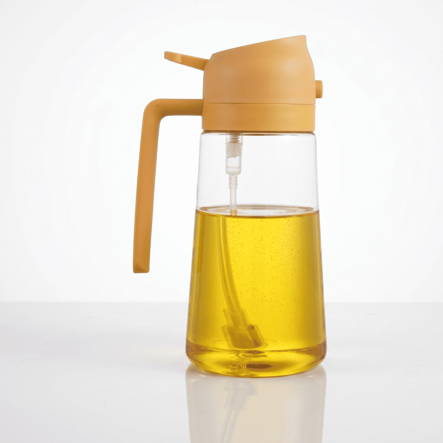 HAKON – 2-i-1 Oljespray och Oljedispenser 500 ml i Livsmedelsgodkänt Glas och PP – Återfyllningsbar Köksflaska