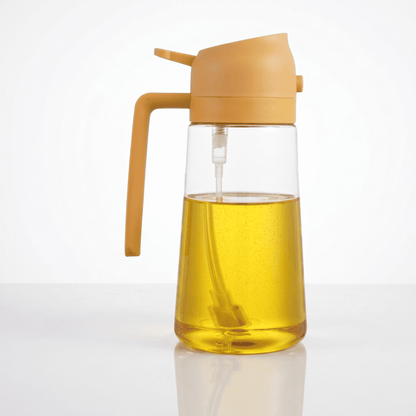 HAKON – 2-i-1 Oljespray och Oljedispenser 500 ml i Livsmedelsgodkänt Glas och PP – Återfyllningsbar Köksflaska