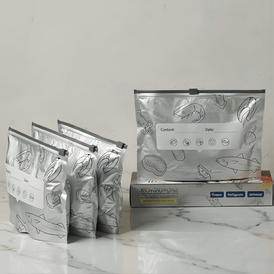 HAZEL – Wiederverwendbare, umweltfreundliche Aufbewahrungsbeutel aus Aluminiumfolie für Kühlschrank und Gefrierschrank, dicht verschließbar für Lebensmittel
