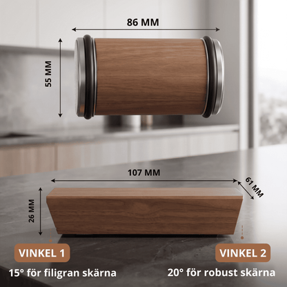 HILMA – Rullande Knivslip med Magnetisk Hållare – Diamantslipsten med 15° och 20° Vinkel för Köksknivar