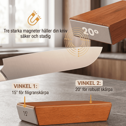 HILMA – Rullande Knivslip med Magnetisk Hållare – Diamantslipsten med 15° och 20° Vinkel för Köksknivar