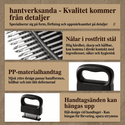 HOLGER – Meat tenderiser with 48 needles and automatic spring-loaded action – Quickly tenderises beef, pork and chicken