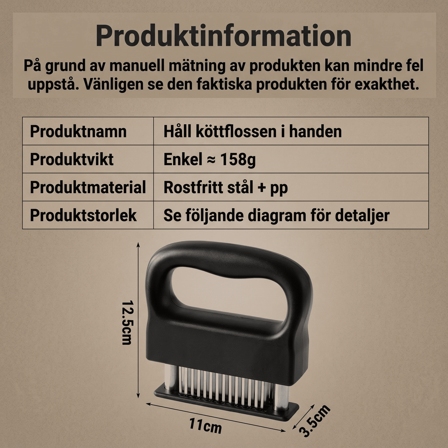 HOLGER – Meat tenderiser with 48 needles and automatic spring-loaded action – Quickly tenderises beef, pork and chicken