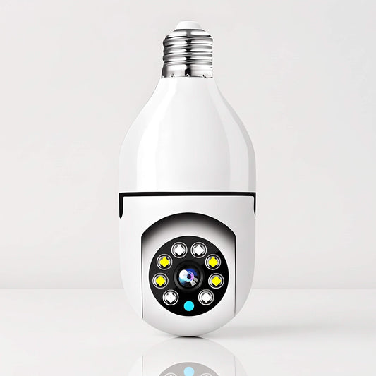 HUGO – Überwachungskamera in Lampenform mit 360°-Panoramablick – WiFi-Sicherheitslampe mit Nachtsicht und Zweiwege-Audio