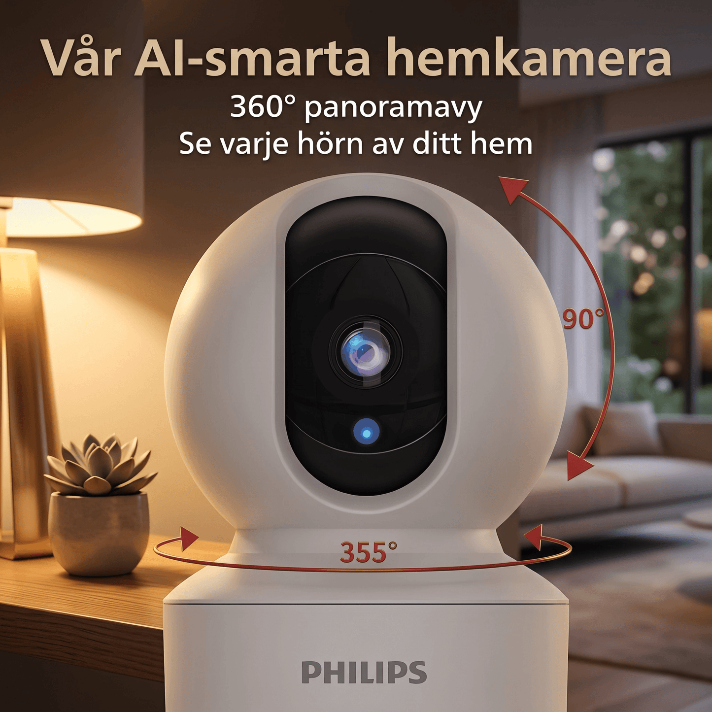 HomeGuard – Smart Övervakningskamera med 360° Panoramavy, WiFi & Tvåvägsljud