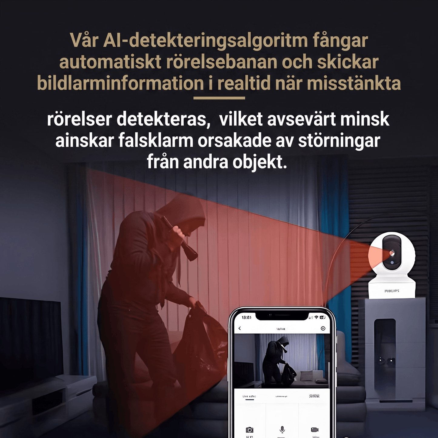 HomeGuard – Smart Övervakningskamera med 360° Panoramavy, WiFi & Tvåvägsljud