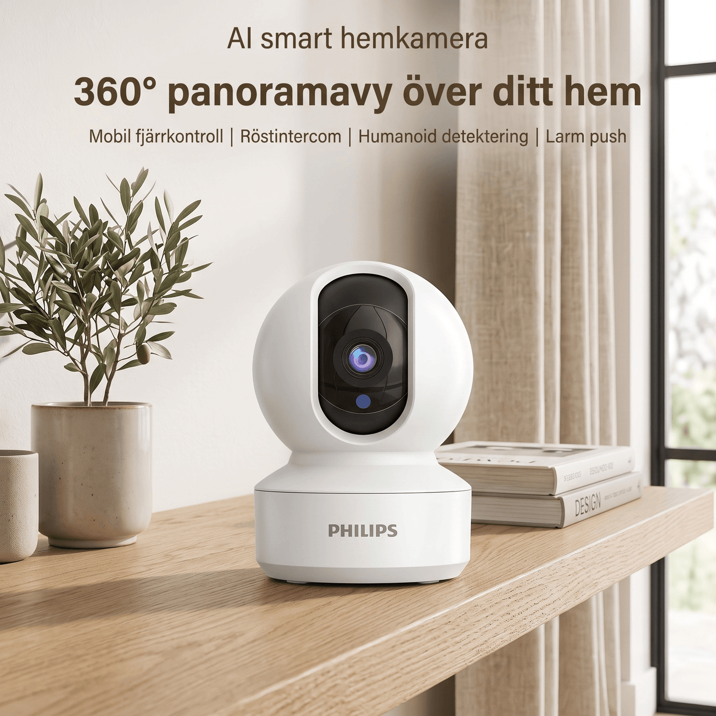 HomeGuard – Smart Övervakningskamera med 360° Panoramavy, WiFi & Tvåvägsljud